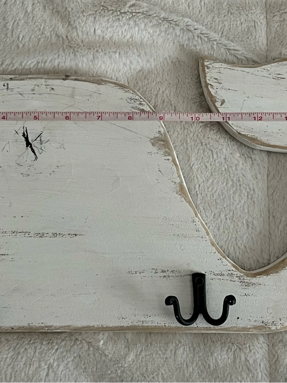 Distressed White Whale Wall Hooks - Coastal Farmhouse Decor